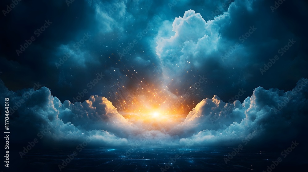 Aufkleber quantum computer processing massive datasets in the cloud with luminous data clusters and entangled 