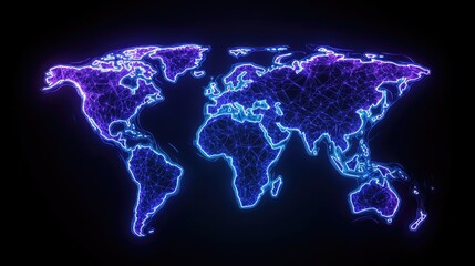Global connectivity visualization digital world map graphic artwork dark environment abstract viewpoint technology concept