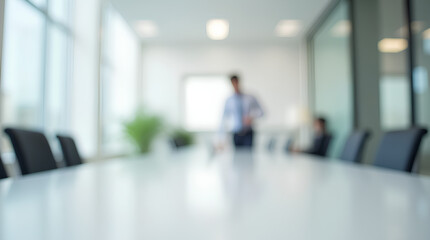 Modern business office without people with blurred bokeh background	
