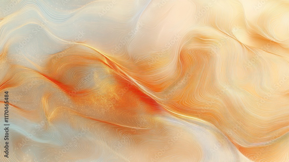 Poster abstract artistic pattern with soft pastel colors and golden lines in flowing composition