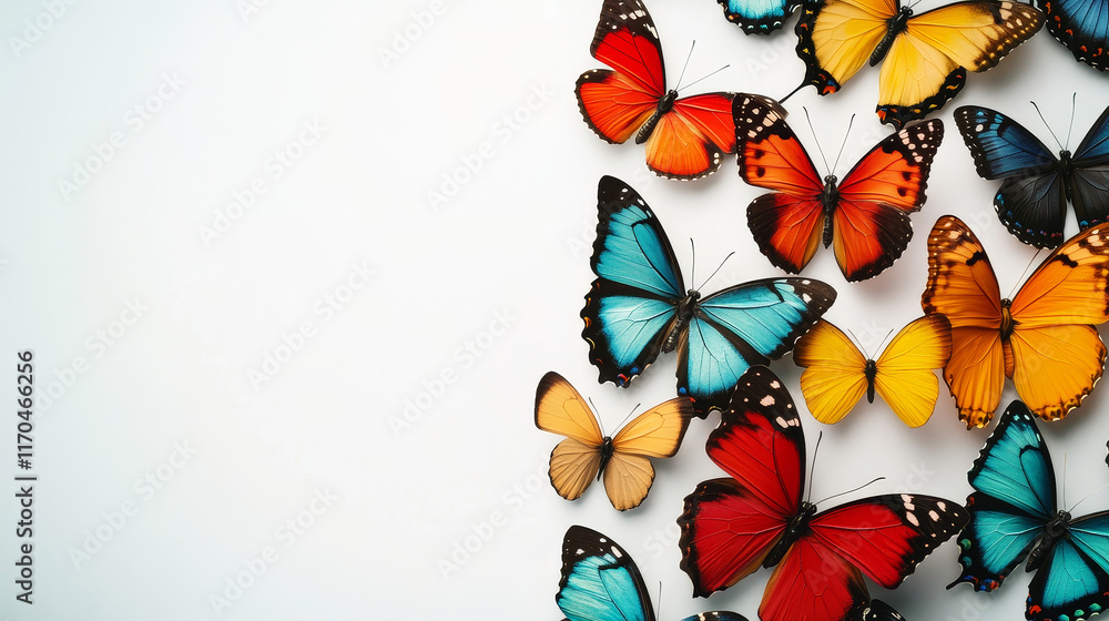 Poster set of colorful butterflies isolated on white background. jpeg version also available in gallery
