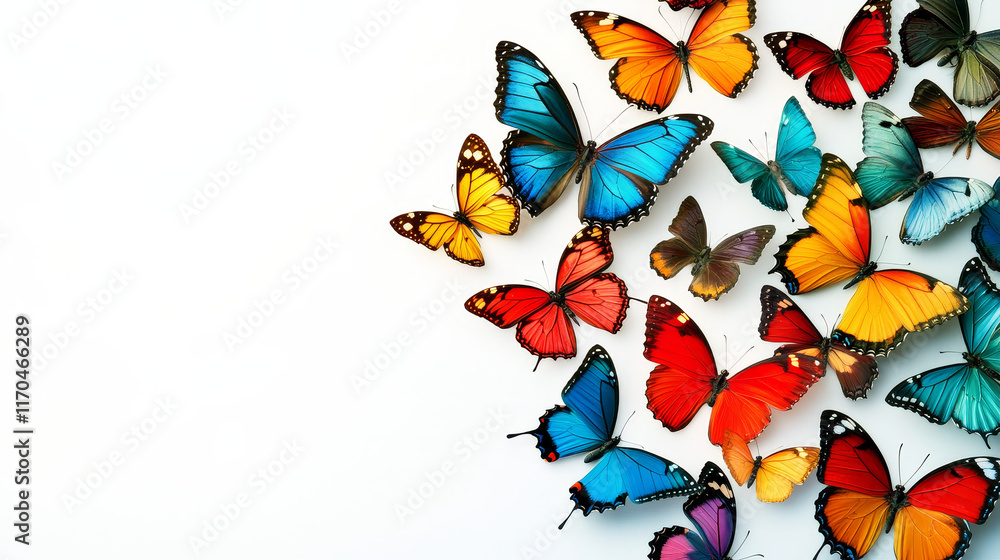 Poster set of colorful butterflies isolated on white background. jpeg version also available in gallery