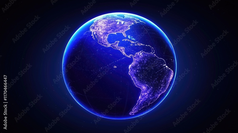 Poster exploring the illuminated earth from space global viewpoint digital visualization technology environ
