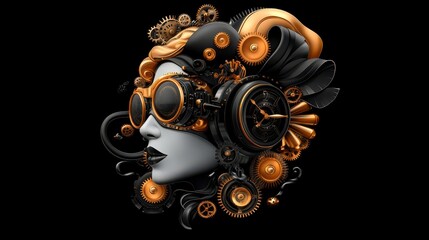 Steampunk Goddess: Gears, time, and elegance merge in a breathtaking fusion of art and technology.