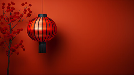 Fototapeta premium chinese lantern with a minimalist style background