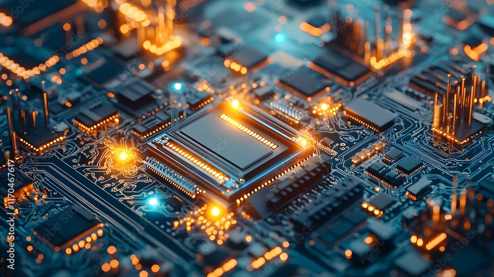Poster Glowing Quantum Powered Data Center with Futuristic Server Racks and Interconnected Nodes  Advanced digital infrastructure with clean efficient