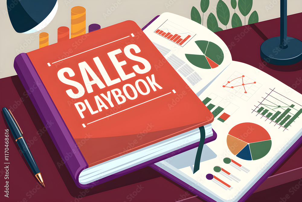 Poster Sales playbook showing charts and data for business strategy