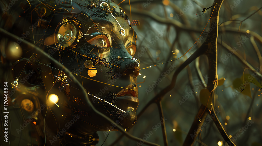 Poster explore the unexpected with a unique camera angle, blending futuristic technologies and horror eleme