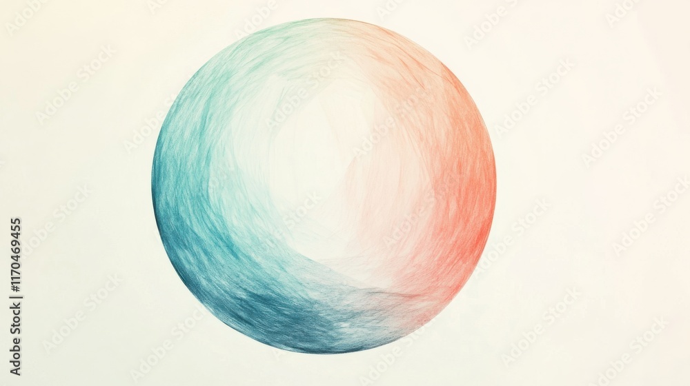 Poster Intricate gradient of elegant pencil strokes creates a serene circular composition in soft colors