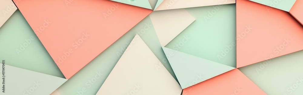 Poster elegant pastel coral and mint triangles create a modern and artistic geometric pattern suitable for 