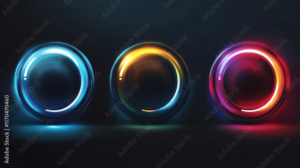 Poster hud futuristic circle loading bars. sci fi user interface, futuristic control panel loading progress