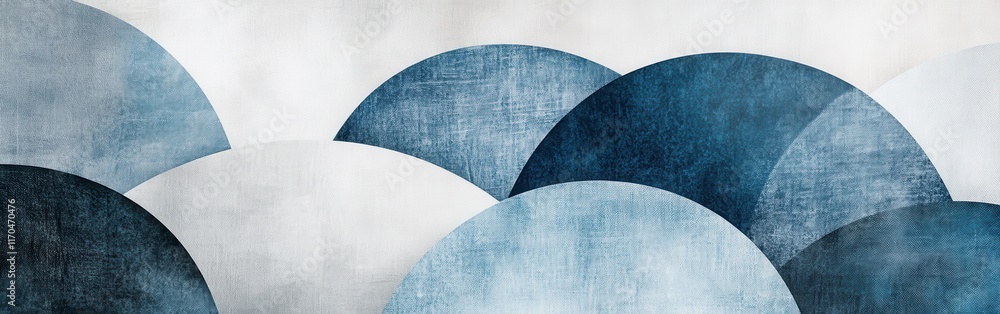 Aufkleber Elegant and muted blue pencil strokes create flowing arcs in an abstract design
