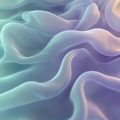 Obraz premium Flowing pastel iridescent fabric with soft folds.