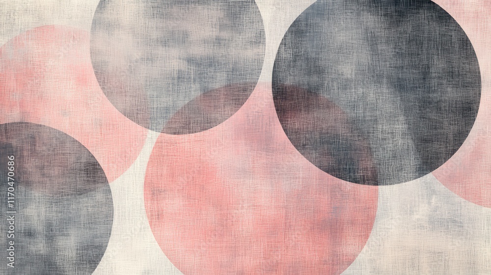 Poster elegant overlapping pencil stroke circles create a modern abstract design in soft hues