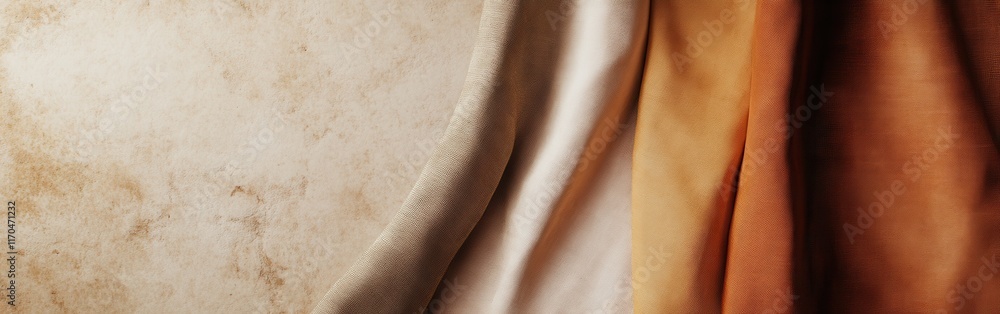 Aufkleber elegant composition of single-tone fabric drapes against a textured background showcasing simplicity