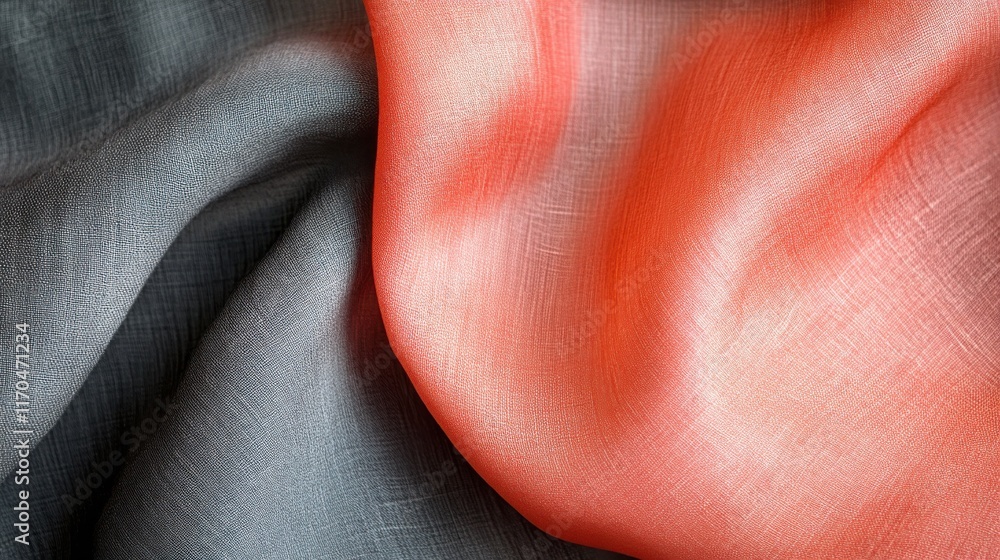 Aufkleber elegant coral fabric blending into gray for dynamic texture and depth