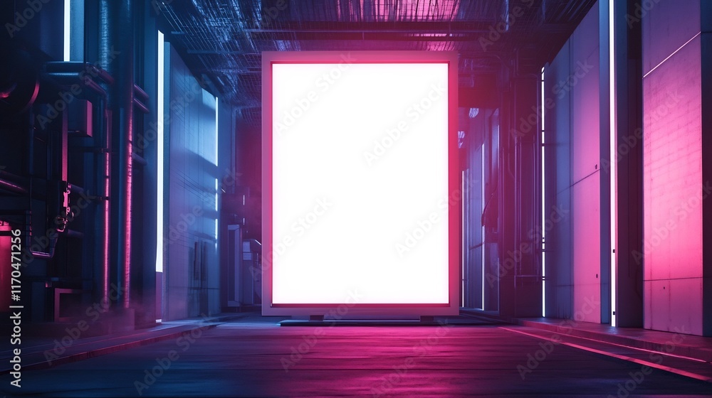 Aufkleber luminous vertical lightbox in futuristic urban setting with dynamic lighting