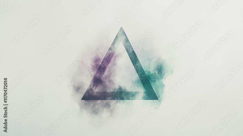 Poster abstract triangle design with colorful smoke effect on a clean white background for artistic inspira