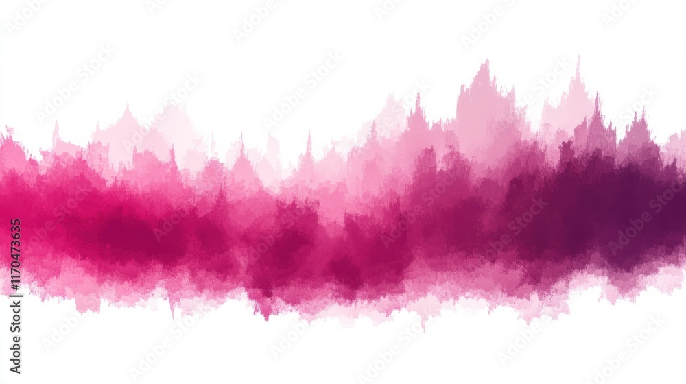 Poster Abstract pencil strokes create a vibrant gradient transitioning from deep red to soft pink hues on a white background