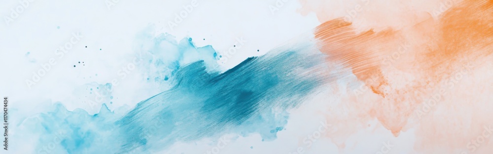 Poster Abstract pencil strokes create a dynamic backdrop of uneven turquoise and orange textures for artistic expression