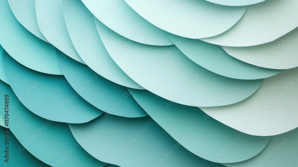 Aufkleber abstract gradient design featuring layered teal shapes transitioning from light to dark shades