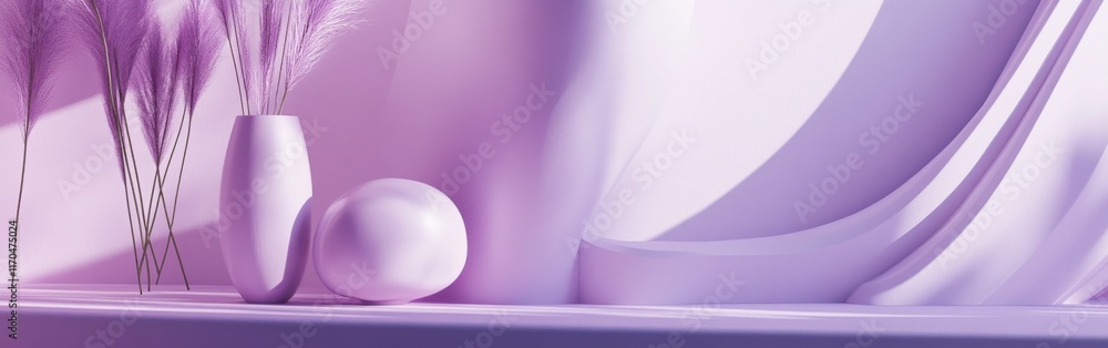 Poster Abstract lavender composition featuring decorative elements and soft textures in a tranquil setting