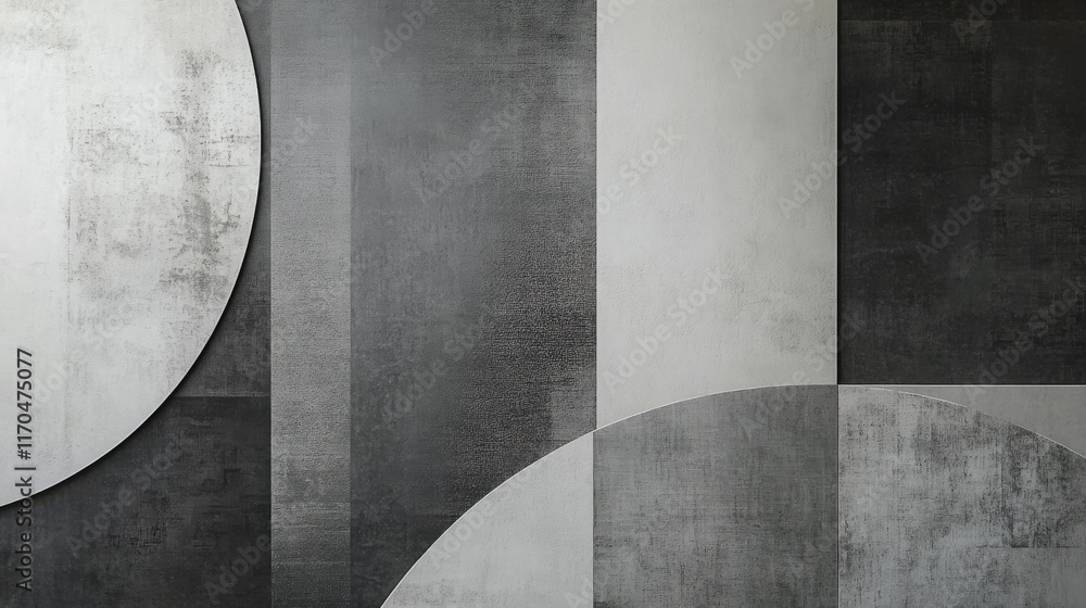 Leinwandbilder Abstract monochrome pattern featuring muted gray tones and geometric shapes on a textured background