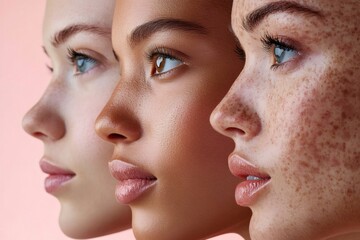 Obraz premium Three diverse models showing off perfect skin and natural beauty