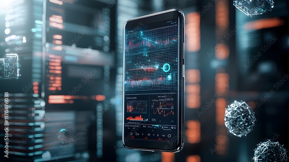 Poster a cutting edge smartphone integrated with quantum computing technology displaying advanced real time