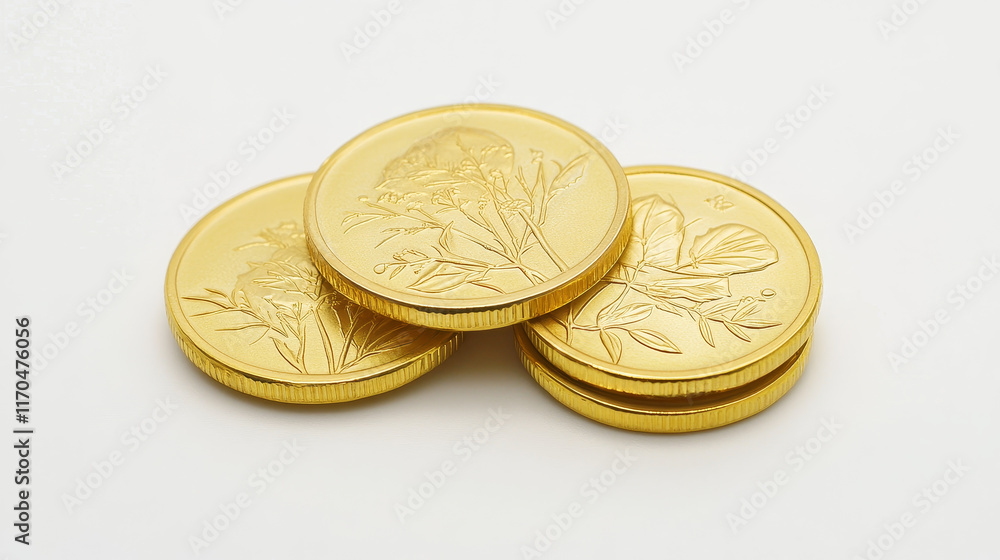 Poster many gold coins isolated on white background for business and economic concepts design. vector versi