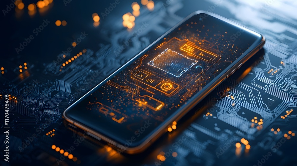 Poster innovative quantum powered smartphone with ultra secure messaging capabilities and cutting edge holo