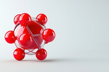 Red and Grey Molecular Structure with Spheres on Light Background for Scientific Concepts