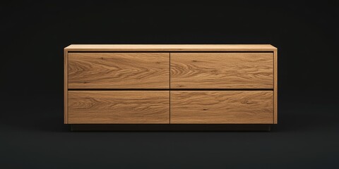 Wooden Chest of Drawers on Black Background