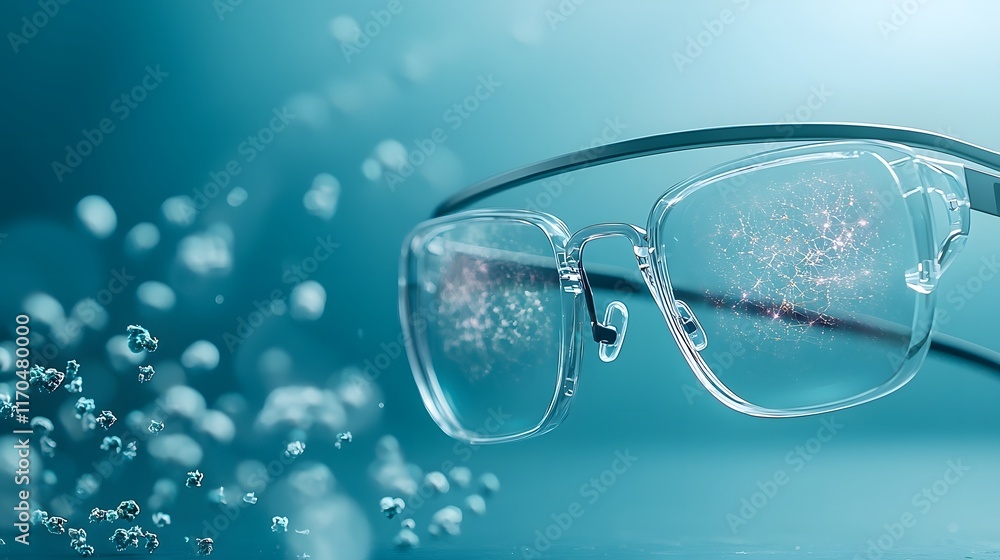 Aufkleber an advanced pair of smart glasses powered by quantum computing featuring real time holographic medic