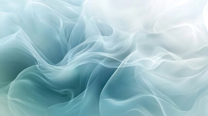 Obraz premium Abstract Teal and White Flowing Fabric Waves