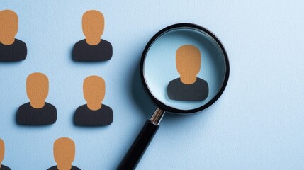 Identifying target audience through magnifying glass in graphic design digital workspace visual content creative environment