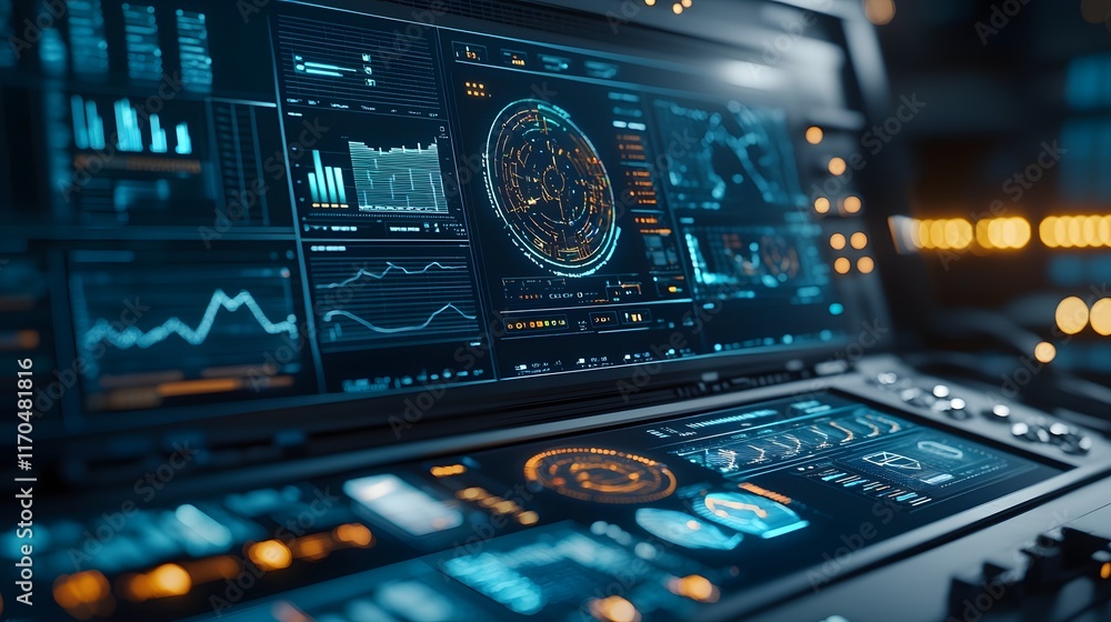Poster Quantum Computing Servers Visualizing Massive Data Insights with Glowing Holographic Analytics for Predictive Modeling and Advanced Decision making