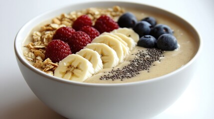 Refreshing smoothie bowl topped with granola and fresh fruits for a healthy breakfast option