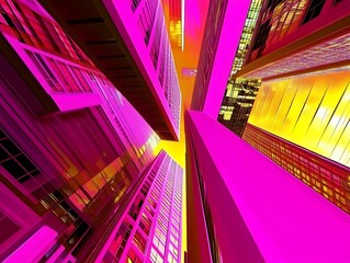 Vibrant Cityscape Buildings Reaching for the Sky