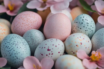 Easter eggs with pink flowers creating a festive spring atmosphere