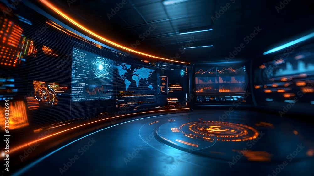 Poster Quantum Computing Analyzes Global Data Streams Through Predictive Holographic Visualizations Offering Powerful Insights and Futuristic of Interconnected Systems