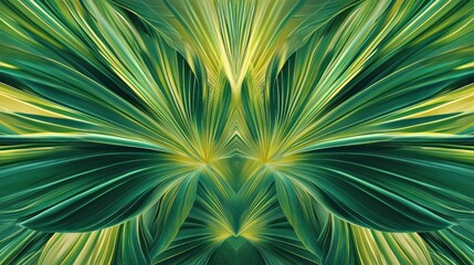 Obraz premium Abstract Green Leaf Pattern Symmetrical Design
