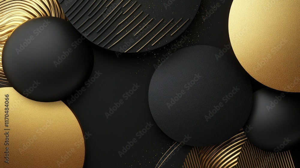 Aufkleber textured black and gold abstract background featuring circular shapes and patterns ideal for elegant