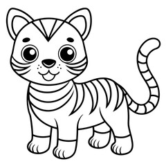 Cute Animals Coloring Book Page with Bold Line Art