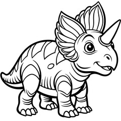 Kids Coloring Book Page Cute Lajkaceratops Dinosaur Illustration