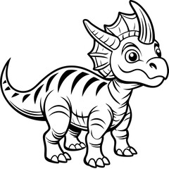 Kids Coloring Book Page Cute Lajkaceratops Dinosaur Illustration