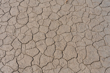 Dry cracked mud texture forming abstract patterns in drought conditions