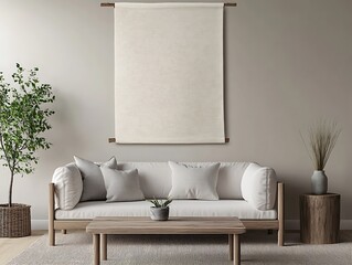 banner mockup cozy living room