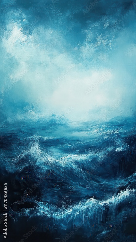 Aufkleber vibrant turquoise waves under a cloudy sky create an immersive ocean atmosphere for a serene and cal