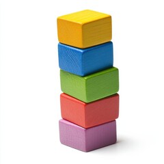 Colorful building blocks stacked creatively in a playful arrangement for educational exploration